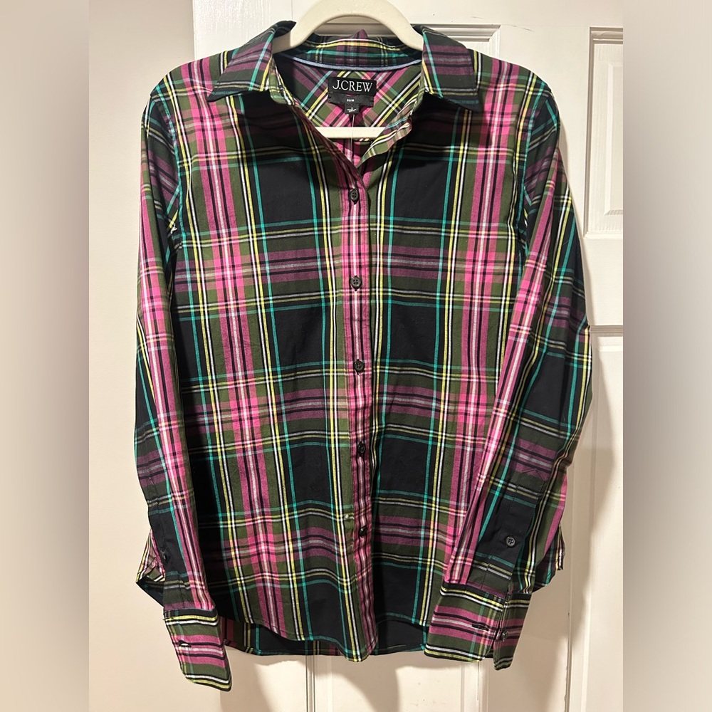JCrew Slim fit Shirt - Pink Stewart Tartan, Size 8